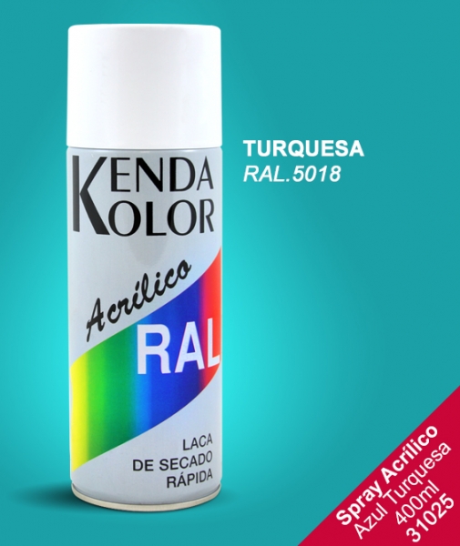 Foto principal SPRAY AZUL TURQUESA KENDA ACRÍLICO 400ml RAL 5018